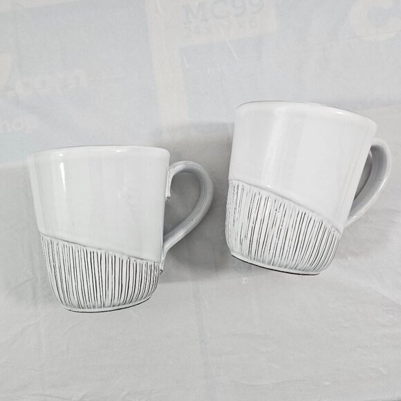 Anthropologie Ronaldo 14 Oz White Glazed Clay Coffee Tea Mug Cup – Set of 2 - Picture 14 of 16